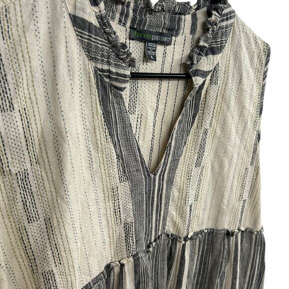 Boho striped cotton tunic dress Shannon‎ Passero artisan XL - Picture 3 of 6